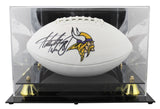 Vikings Adrian Peterson Signed White Panel Logo Football W/ Case BAS Witnessed