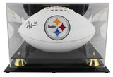 Steelers Roman Wilson Signed White Panel Logo Football W/ Case BAS Witnessed