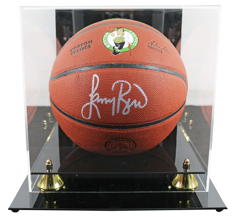 Celtics Larry Bird Signed Wilson Celtics Logo Basketball W/ Case BAS Witnessed