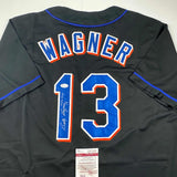 Autographed/Signed Billy Wagner 422 Saves New York Black Baseball Jersey JSA COA