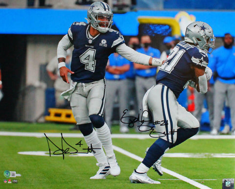 Dak Prescott Ezekiel Elliott Signed Cowboys 16x20 Hand Off HM Photo-BeckettWHolo