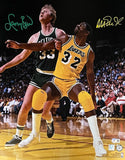 Magic Johnson Larry Bird Signed Boston Celtics LA Lakers 1620 Photo BAS 44656