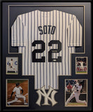 FRAMED NEW YORK YANKEES JUAN SOTO AUTOGRAPHED SIGNED JERSEY JSA COA