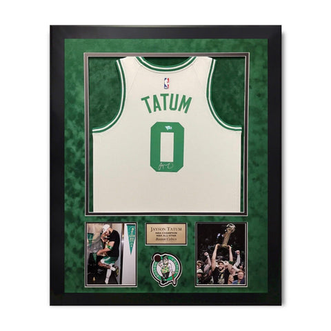 Jayson Tatum Signed Autographed White Nike Jersey Framed To 32x40 Fanatics