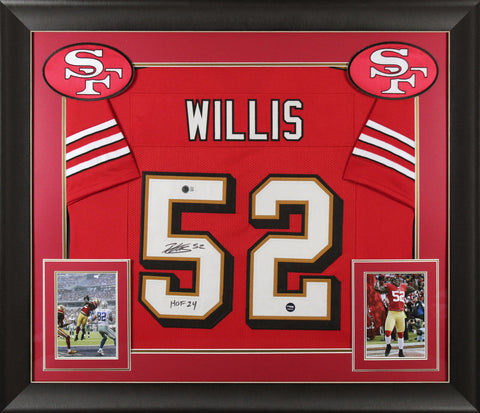 Patrick Willis "HOF 24" Signed Red Pro Style Framed Jersey w/ Dropshadow BAS Wit