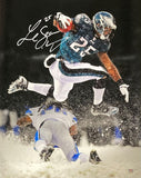 LeSean McCoy Signed 16x20 Philadelphia Eagles Snow Game Hurdle Photo PSA/DNA