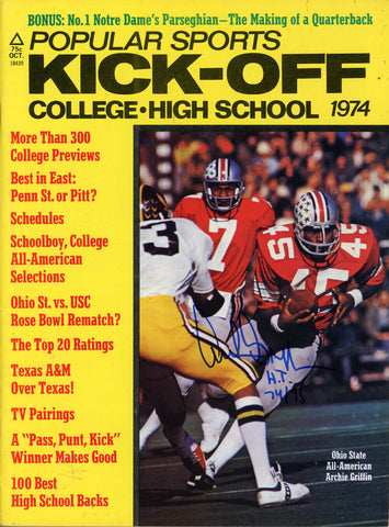 Archie Griffin Autographed 1974 Ohio St Kickoff Magazine HT Beckett 38143