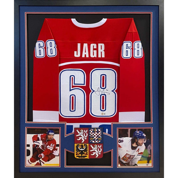 Jaromir Jagr Autographed Signed Framed Czech Republic Team Jersey BECKETT