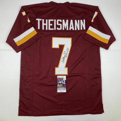 Autographed/Signed JOE THEISMANN 83 MVP Washington Burgundy Jersey JSA COA Auto