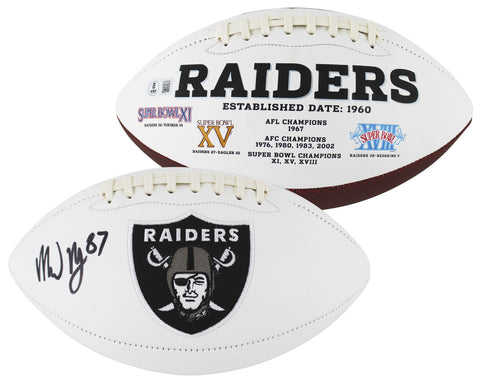 Raiders Michael Mayer Signed Rawlings White Panel Logo Football BAS Witnessed