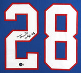 James Cook Signed 35x43 Framed Buffalo Bills Jersey (Beckett) 2022 2nd Round Pck