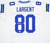 Steve Largent Autographed White Pro Style Jersey w/ HOF - Beckett W Hologram