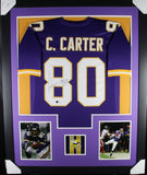 CRIS CARTER (Vikings purple TOWER) Signed Autographed Framed Jersey Beckett