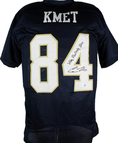 Cole Kmet Signed Blue College Style Jersey w/Vita Dulcedo Spes-Beckett W Holo