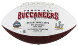 Bucs (4) Sapp, Brooks, Barber & Alstott Signed White Panel Logo Football BAS Wit