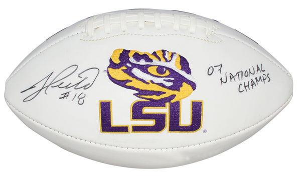 JACOB HESTER SIGNED LSU TIGERS WHITE LOGO FOOTBALL JSA W/ 07 NATIONAL CHAMPS