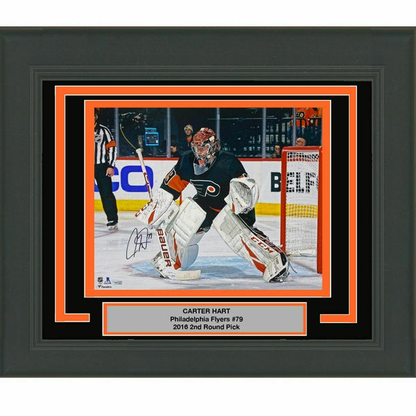 FRAMED Autographed/Signed CARTER HART Flyers 16x20 Hockey Photo Fanatics COA