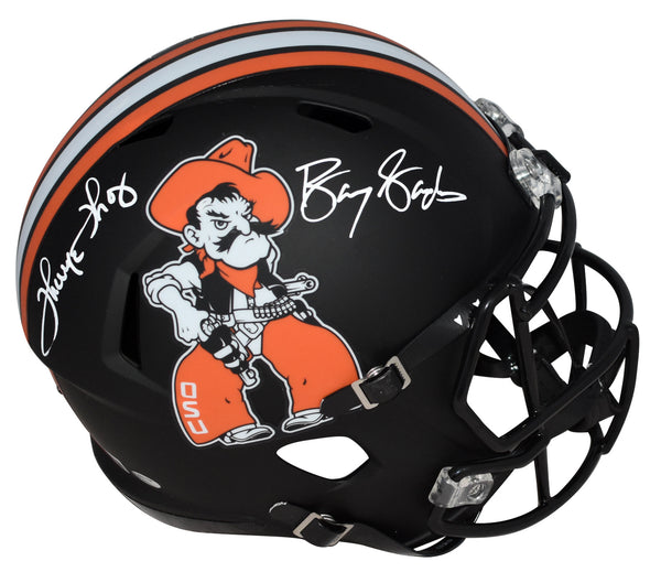 BARRY SANDERS & THURMAN THOMAS SIGNED OKLAHOMA STATE COWBOYS PISTOL PETE HELMET