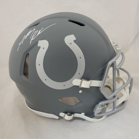 ANTHONY RICHARDSON SIGNED INDIANAPOLIS COLTS SLATE SPEED AUTHENTIC HELMET FAN QR