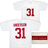 ALABAMA WILL ANDERSON AUTOGRAPHED WHITE JERSEY "TERMINATOR" BECKETT QR 203019