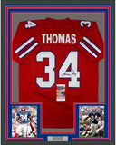 Framed Autographed/Signed Thurman Thomas 35x39 Buffalo Red Jersey JSA COA