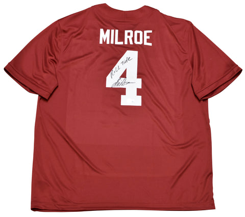 JALEN MILROE AUTOGRAPHED ALABAMA CRIMSON TIDE #4 NIKE JERSEY W/ ROLL TIDE