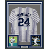 Framed Autographed/Signed Tino Martinez 33x42 Pinstripe Jersey PSA/DNA COA