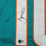 Framed Autographed/Signed Tyreek Hill 35x39 Miami Teal Jersey Beckett BAS COA