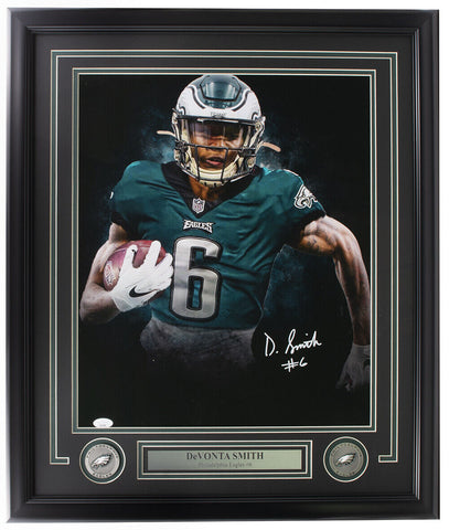 DeVonta Smith Signed Framed 16x20 Philadelphia Photo JSA