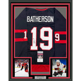 Framed Autographed/Signed Drake Batherson 35x39 Ottawa Black Jersey JSA COA