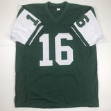 Autographed/Signed VINNY TESTAVERDE New York Green Football Jersey JSA COA Auto