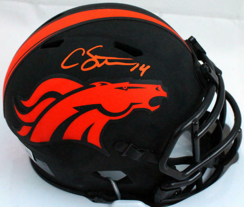 Courtland Sutton Autographed Broncos Eclipse Speed Mini Helmet-BeckettW Hologram