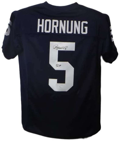 Paul Hornung Autographed/Signed Notre Dame XL Blue Jersey 56 H JSA 14328