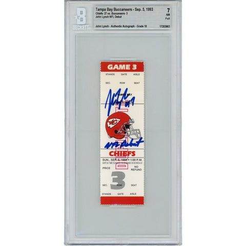 John Lynch Autographed Tampa Bay Buccaneers NFL Debut Ticket Stub Beckett 42714