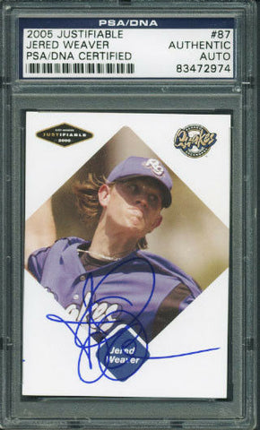 Angels Jered Weaver Signed Card 2005 Justifiable Rookie #87 PSA/DNA Slabbed