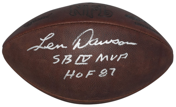 LEN DAWSON AUTOGRAPHED KANSAS CITY CHIEFS THROWBACK WILSON NFL DUKE FOOTBALL JSA