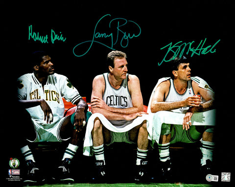 LARRY BIRD, MCHALE & PARRISH AUTOGRAPHED 16X20 PHOTO CELTICS BECKETT 232713