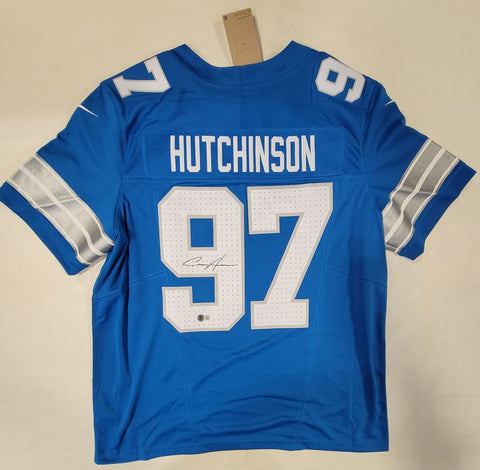 AIDAN HUTCHINSON SIGNED DETROIT LIONS NIKE XL LIMITED FUSE JERSEY BECKETT COA