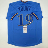 Autographed/Signed Robin Yount Milwaukee Blue Baseball Jersey JSA COA