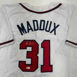 Autographed/Signed Greg Maddux Atlanta White Baseball Jersey Beckett BAS COA