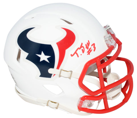 NATHANIEL TANK DELL SIGNED HOUSTON TEXANS FLAT WHITE SPEED MINI HELMET BECKETT