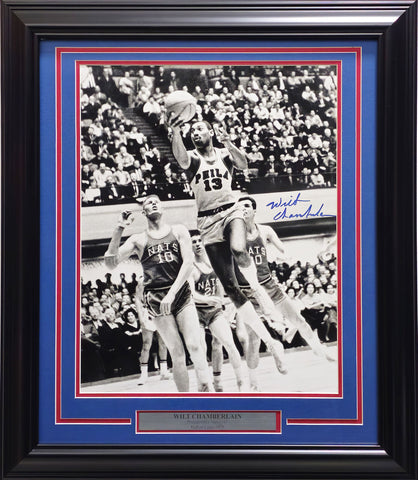 Wilt Chamberlain Autographed Framed 16x20 Photo Philadelphia 76ers JSA #Y36288