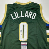 Autographed/Signed Damian Lillard Milwaukee Green Basketball Jersey JSA COA