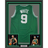 Framed Autographed/Signed Derrick White 35x39 Boston Green Basketball Jersey JSA