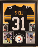 FRAMED DONNIE SHELL AUTOGRAPHED SIGNED PITTSBURGH STEELERS JERSEY JSA COA