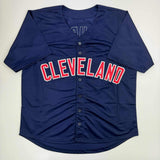 Autographed/Signed Corey Kluber Cleveland Blue Baseball Jersey Beckett BAS COA