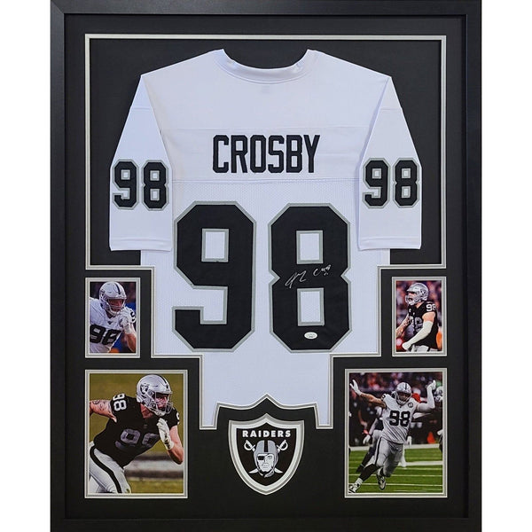 Maxx Crosby Autographed Signed Framed White OK Las Vegas Raiders Jersey