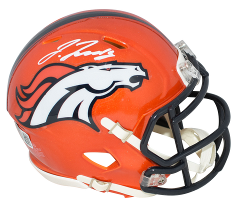 JERRY JEUDY AUTOGRAPHED DENVER BRONCOS FLASH SPEED MINI HELMET BECKETT