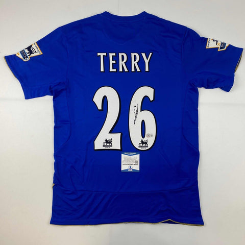 Autographed/Signed John Terry Chelsea FC Blue Soccer Jersey Beckett BAS COA