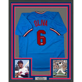 Framed Autographed/Signed Tony Oliva 33x42 Minnesota Light Blue Jersey BAS COA